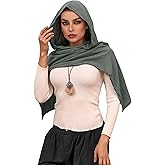 Posyra Women Men Multifunctional Hooded Scarf Shawl |Vintage Goth Cape & Cowl | Soft Cotton Linen Medieval Costume Accessory