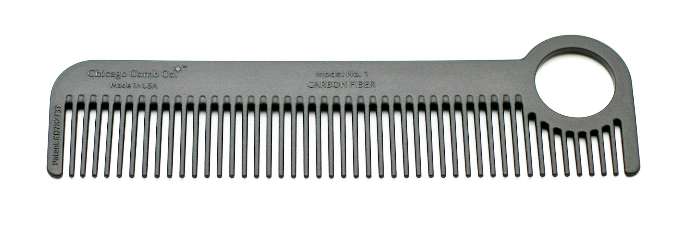 Chicago Comb Model 1 Carbon Fiber, Pocket and Travel Comb, Anti-Static, 14 centimeters, Made in USA