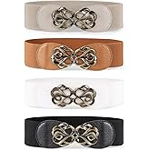 JASGOOD Women Stretchy Belts for Dresses Vintage Elastic Wide Waist Belts 4 Pack 2.36" Wide