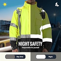 SKSAFETY Hi Vis Reflective Work Rain Jacket for Men