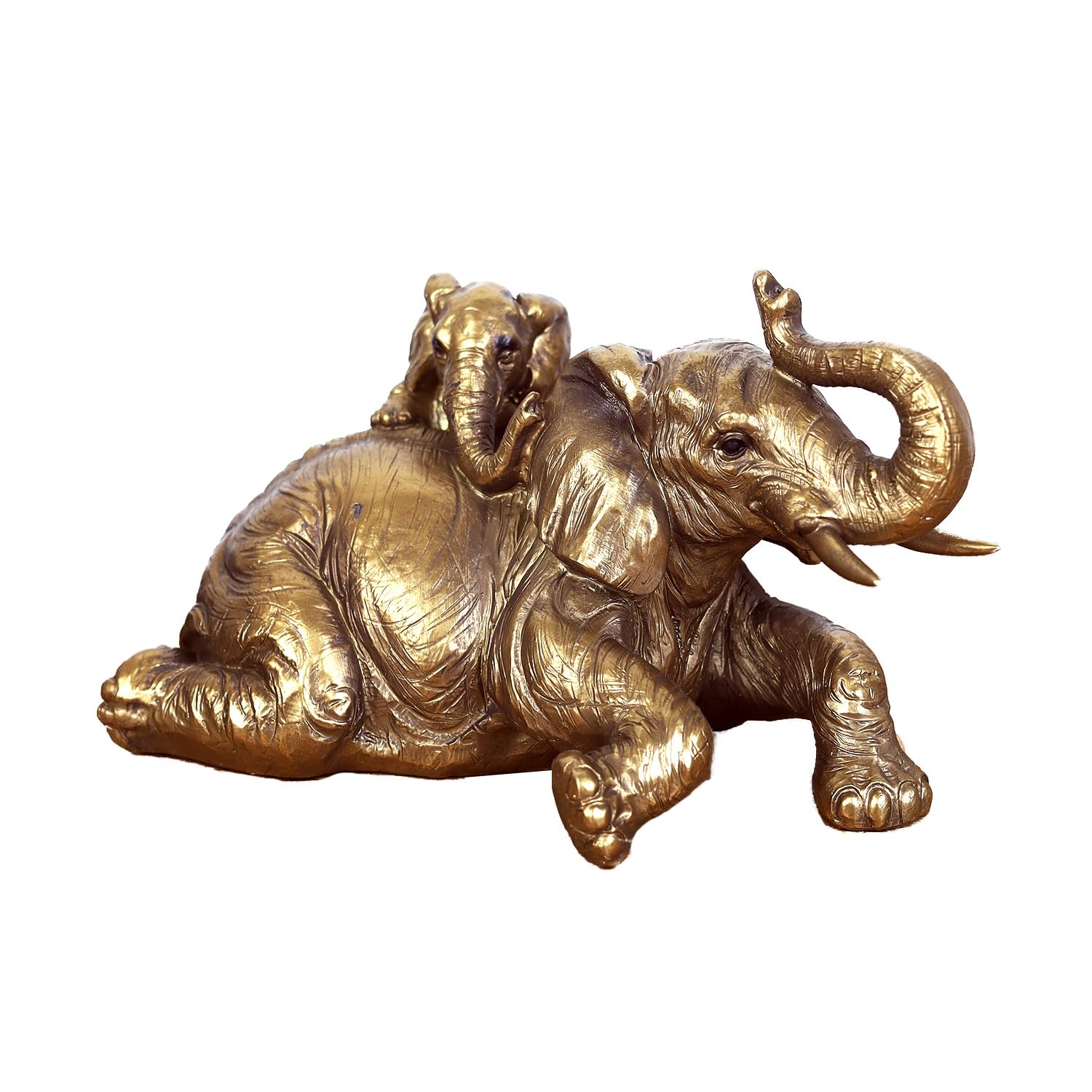 Rustic Bronzed Elephant And Calf Ornament From Leonardo Collection Gift Boxed