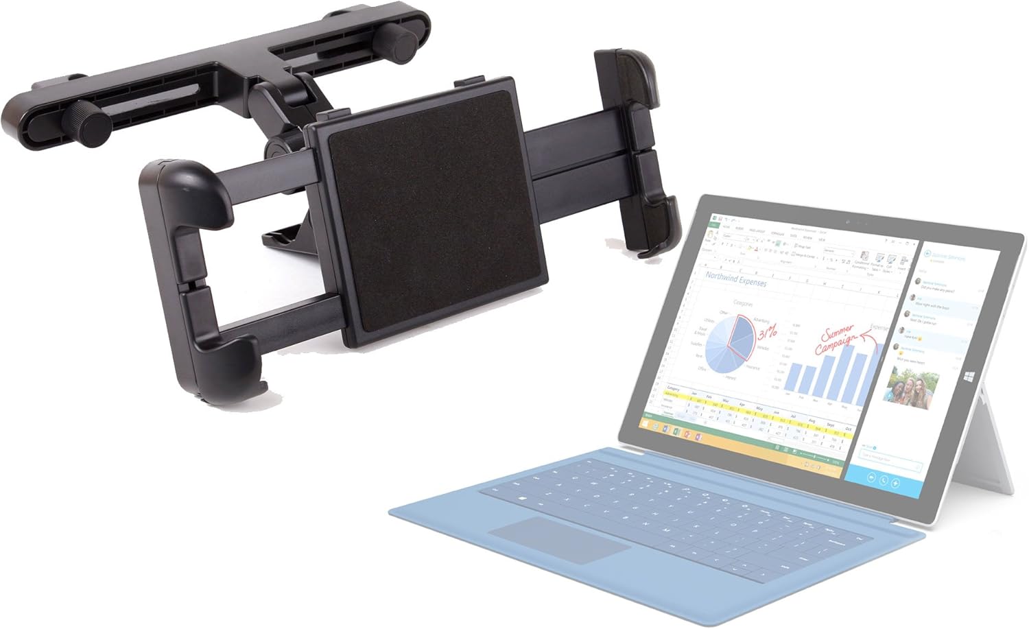 DURAGADGET Sturdy Car Headrest Mount for Microsoft Surface Pro 3