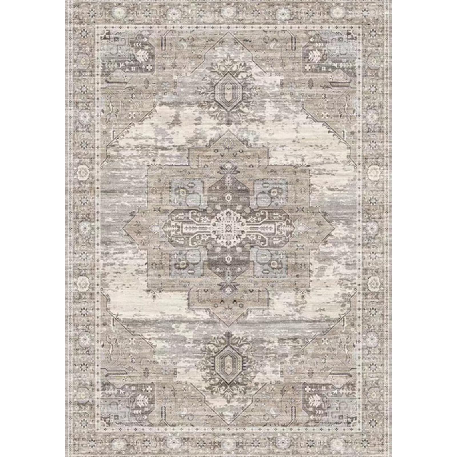 Washable 9x13 Large Living Room Rugs, Vintage Oriental Low Pile Soft Rugs Indoor Non Slip & Non-Shedding Carpets for Bedroom/Dining Room/Office Farmhouse Distressed Home Decor Floor Mat (9x13 Beige)