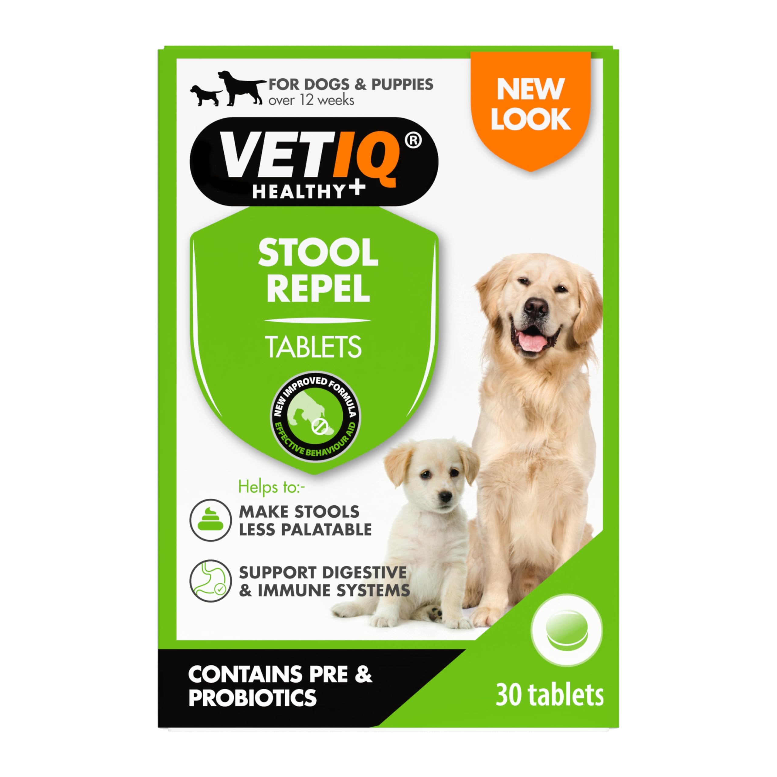 VETIQ Stool Repel Tablets, Natural Coprophagia Deterrent for Dogs Eating Poop, For Puppies & Adult Dogs, Supports Healthier Habits, Tasty & Chewable, 30 Tablets (Pack of 1)