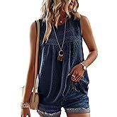 Falechay Womens Summer Tops Boho Shirts Crewneck Sleeveless Tank Tops Flowy Lace Hem Casual Blouses Clothing Trendy 2026
