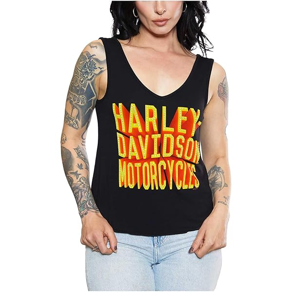 Harley-Davidson Women's Embellished Retro V-Neck Sleeveless