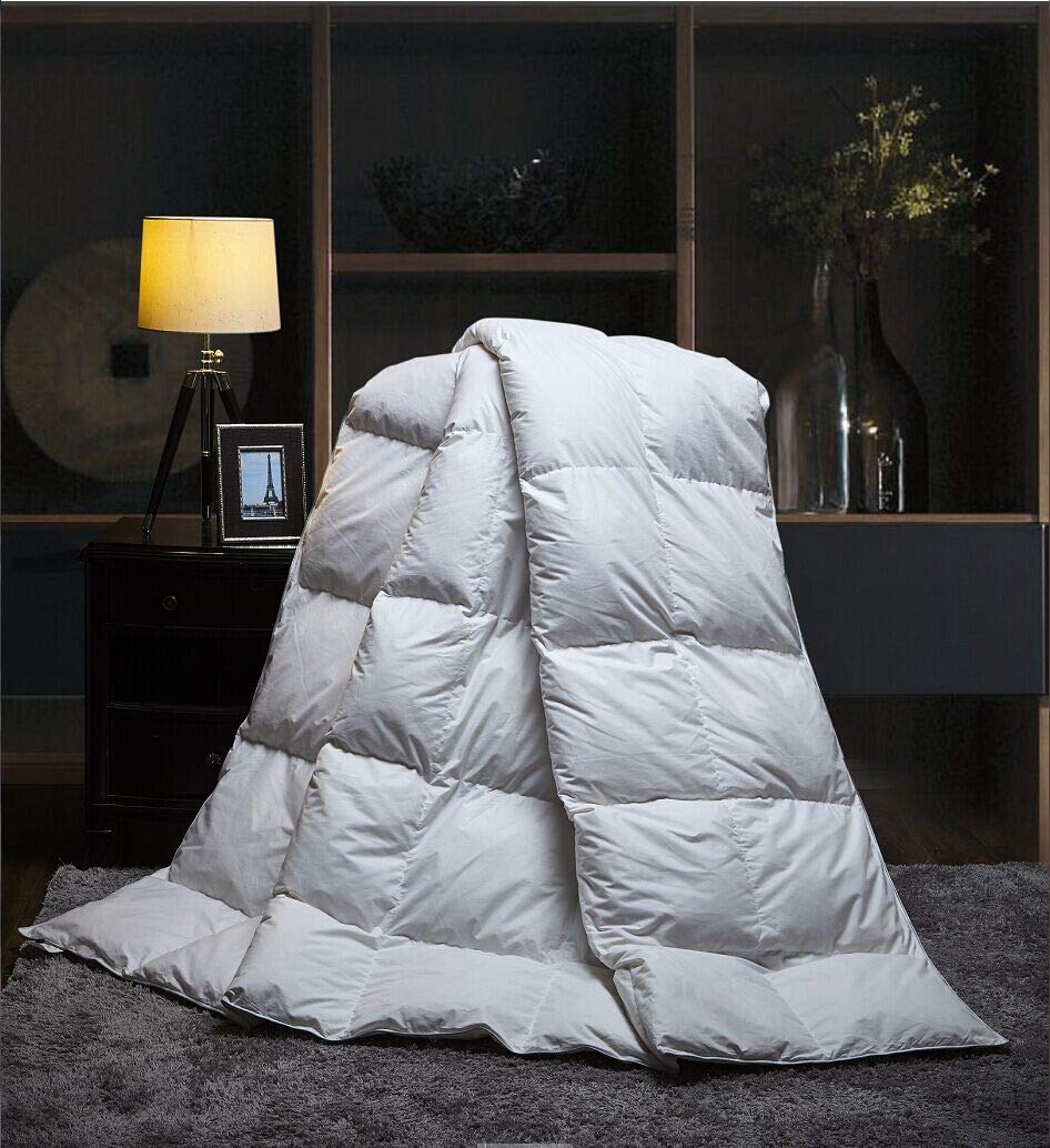 Duck Feather Down Quilt 13.5 Tog Deluxe Duvet Best Hotel Quality TC600 Super Soft Peach Skin Cotton Warm and Cosy Anti Allergy Computer Quilted Construction, Self-fabric piping (Double)
