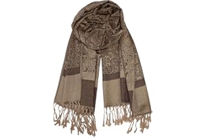 Wendyfull Two Tone Silky Paisley Pashmina Shawl Wraps for Women Jacquard Pashminas Wrap Rave Scarf Soft