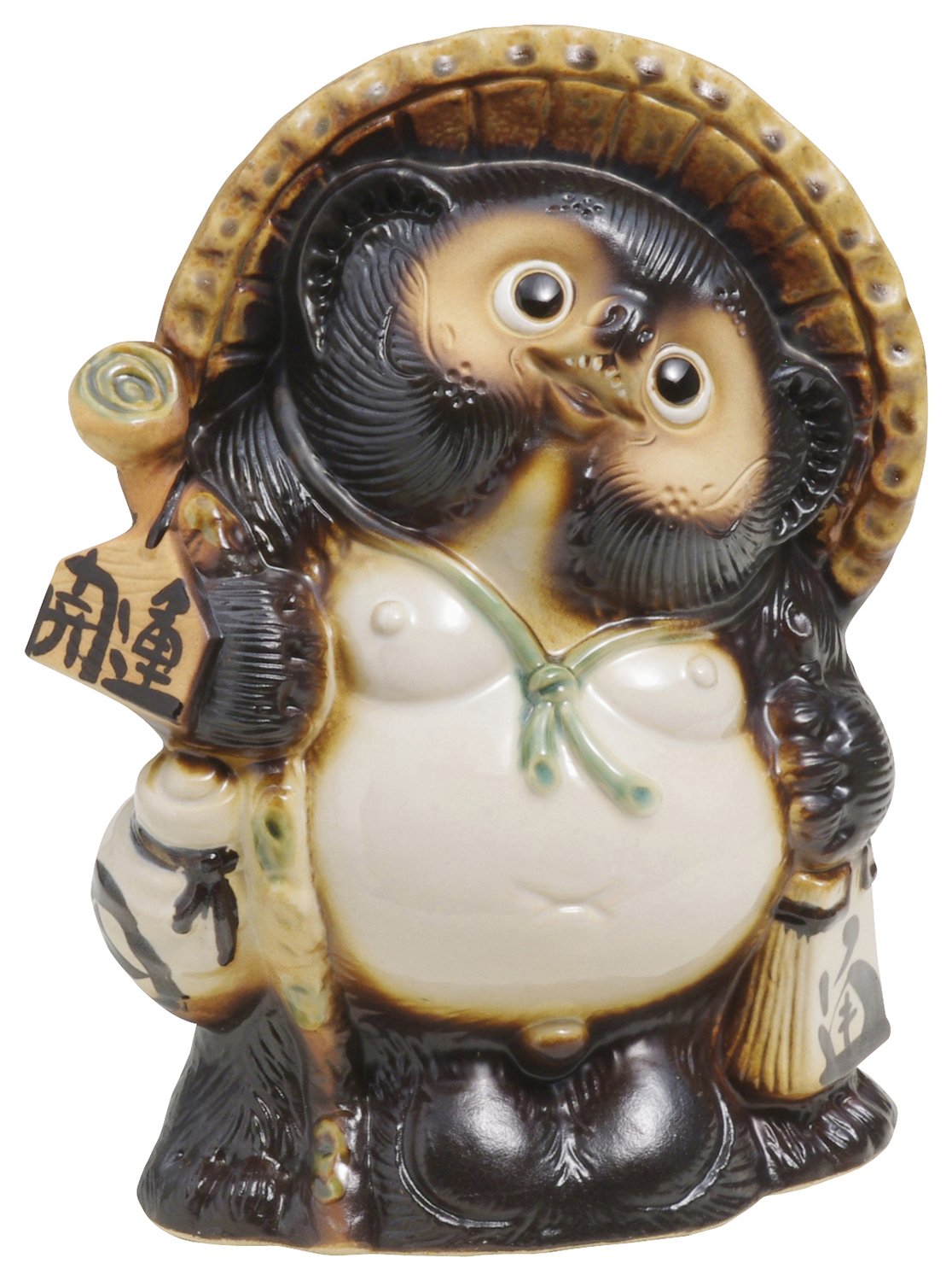 丸伊製陶 Shigaraki Pottery 10.23'' Raccoon Dog Kaiun Tanuki Statue