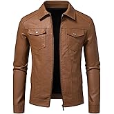Zbrandy Leather Jacket Men Black Faux Leather Jackets Mens Moto Biker Coat Outwear Windproof