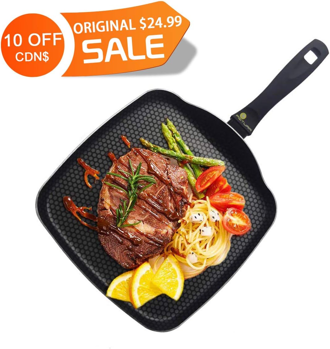 KI Square Griddle Pan Nonstick, Induction Compatible 11inch Frying Pan
