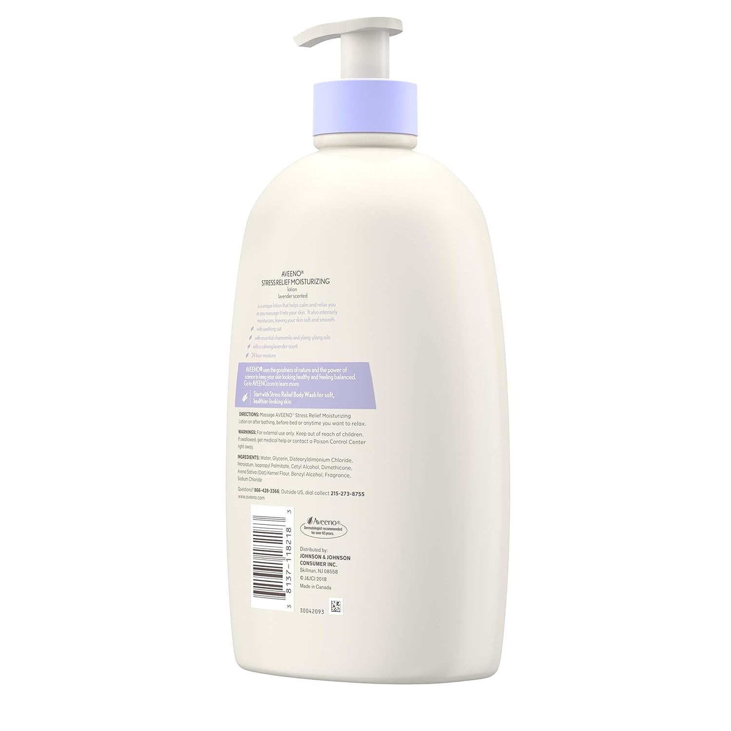 Aveeno Stress Relief Moisturizing Body Lotion with Lavender, Natural Oatmeal and Chamomile & Ylang-Ylang Essential Oils to Calm & Relax, 33 fl. oz : Beauty