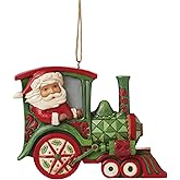 Enesco Jim Shore Heartwood Creek Santa Sitting in a Train Hanging Ornament, 3.35 Inch, Multicolor