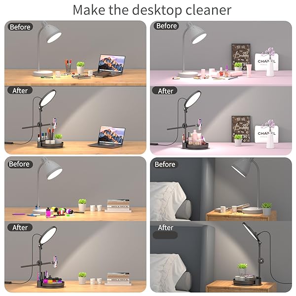 JJ JIANJIN DESK RING LIGHT WITH STAND,55W DIMMABLE FULL SCREEN RING LIGHT,WITH ROTATING STORAGE BOX,PEN HOLDER STAND,PHONE HOLDER&CONTROLLER (PINK, 10.5)