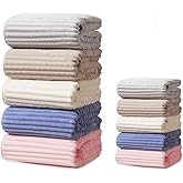 ysowyne 10 PCS Rainbow Coral Fleece Towels Set 5 (60×40in + 30×13in) - Super Absorbent,Extra Large Size, Cost-Effective(Milk White, Deep Blue, Coffee, Pink, Gray)