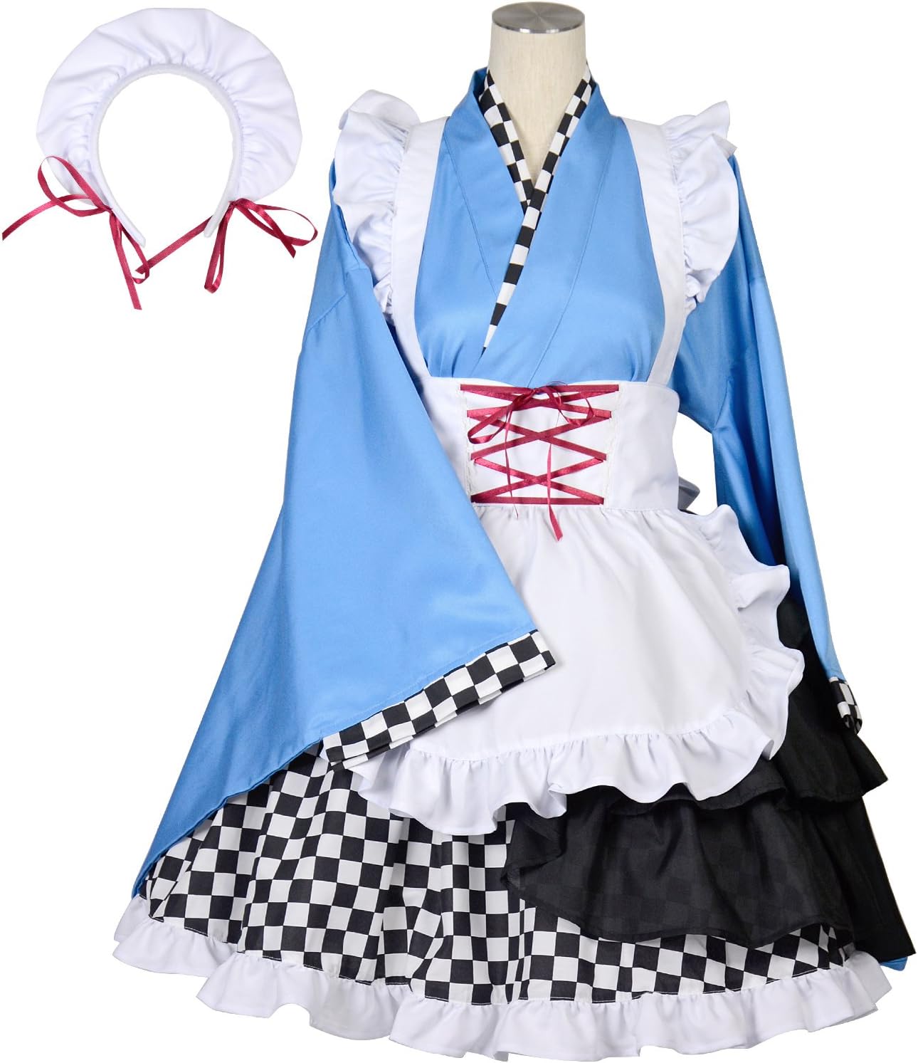 8mm 大正浪漫 和風 メイド服 コスチューム 衣装 レディースサイズ Mサイズ ブルー コスプレ 仮装 通販 Amazon