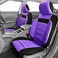 CAR PASS 6PCS 3D Foam Cushion Back Support Universal Fit Elegance Two Front Car Seat Covers,for Automotive SUV,Van,saden,Trucks Airbag Compatible(Black and Purple) Women Comfortable “Cute Girly