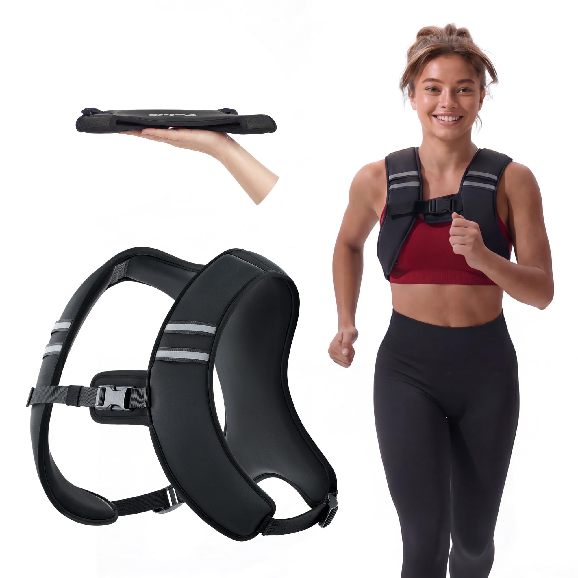 Photo 1 of ZELUS Weighted Vest, Washable Z-Fit Soft Iron Weighted Vest for Women and Men, 5/10/15 lb Weight Vest with Reflective Strips & Adjustable Straps, Ultra Thin Weight Vest for Gym Strength Training (5lb) Black