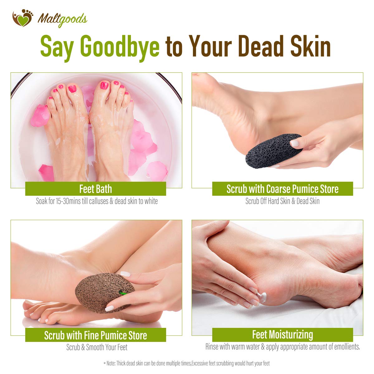 Nature Pumice Stone for Feet,2 PCS Lava Pumice Stone for Heels Callus Removal, Pedicure Exfoliator for Dry Dead Skin with a Cleaning Brush: Beauty