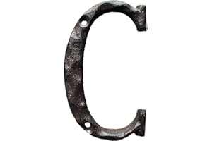 Jerrybaby 5 Inch House Letters, Rustic Cast Iron Metal Home Address Number & Letters/Unique Hammered Look, Letter C