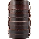 HZMAN Mens Leather Wide Triple Strap Cuff Wrap Gauntlet Wristband Buckle Fastening Arm Armor Cuff 4 Rows