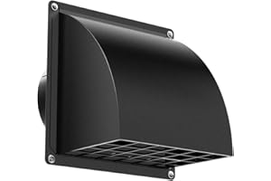 4 Inch Dryer Vent Cover Outside, HG Power Metal Exterior Vent Cover with Removable Screen & Cushioned Non-Return Flap, Air Wall Vent for House, Range Hood, AC, Opening Diameter: 3.81" Black