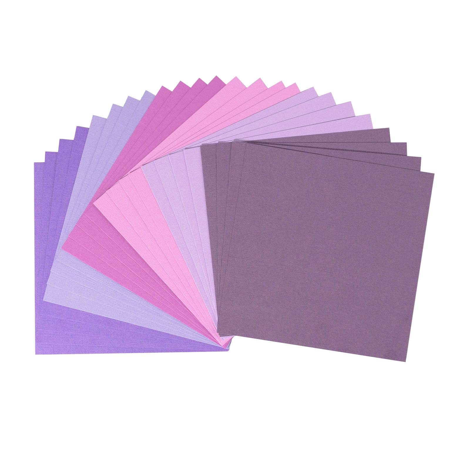 Florence Cardstock Textured Multicoloured - Coloured Card Making Supplies 6 x 6 inch - Purple - 24 Sheets - Coloured Paper for Scrapbooking, Card Making and Other Paper Crafts - 216 gsm