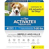 TevraPet Activate II Flea and Tick Prevention for Dogs | 4 Count | Medium Dogs 11-20 lbs | Topical Drops | 4 Months Flea Trea