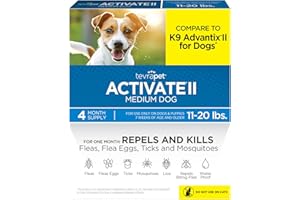 TevraPet Activate II Flea and Tick Prevention for Dogs | 4 Count | Medium Dogs 11-20 lbs | Topical Drops | 4 Months Flea Treatment