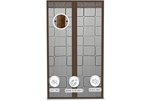 Acepunch PVC Screen Door Curtain Thermal Door Cover Clear Pet Kid Friendly Mosquito Pest Protection Self Sealing Waterproof Insulation Room Brown Frosted 47.2x82.6 in AP1326