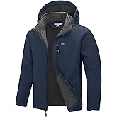 33,000ft Men's Softshell Jacket with Hood Fleece Lined Windbreaker Lightweight Waterproof Jackets for Hiking
