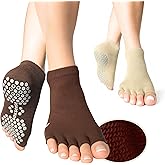 Soxsense Toeless Grip Socks for Pilates & Yoga, Open Toe Non Slip Socks with Cushion for Barre, Dance, Workout 2Pairs
