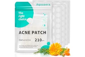Aquuaera Pimple Patches for Face， Acne Patches/Hydrocolloid Patches for Covering Zits and Blemishes/Acne Treatment for Face，Spot Treatment，Absorb Fluid,4 size (210 Count)