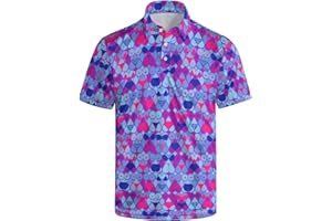 HUURAY Funny Golf Polos for Men Funny Print Short Sleeve Golf Shirts Quick-Dry Polo Shirts Short Sleeve Hawaiian Polo Shirts