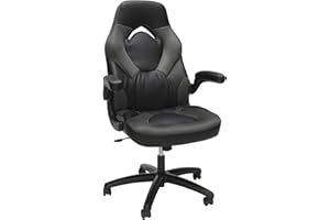 RESPAWN 3085 Ergonomic Gaming Chair for Adults, High Back Office Chair with Headrest and Flip Up Arms, Leather Racing Style Gaming Seat with Lumbar Support, Video Game Computer Desk Seat - Gray