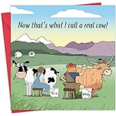 Twizler - Funny Card - Highland Cow - Scottish Funny Birthday Card for Men or Women - Blank Card Inside - Scotland Happy Birthday Card for Her or Him - Dad Mom Birthday Card Husband Wife