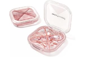 HYJERYTY 1 Pack Small Pink Pill Organizer, 4 Compartments, Compact Stylish Travel Camping Pill Box Case, Portable and Moistureproof to Store Vitamins, Medication and Supplements