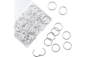 AKONEGE 1 Inch Loose Leaf Binder Rings, (50 Pack) Metal Office Book Rings, Nickel Plated Steel Binder Rings, Keychain Key Rings, Index Card Rings, Silver, for School, Home, Office