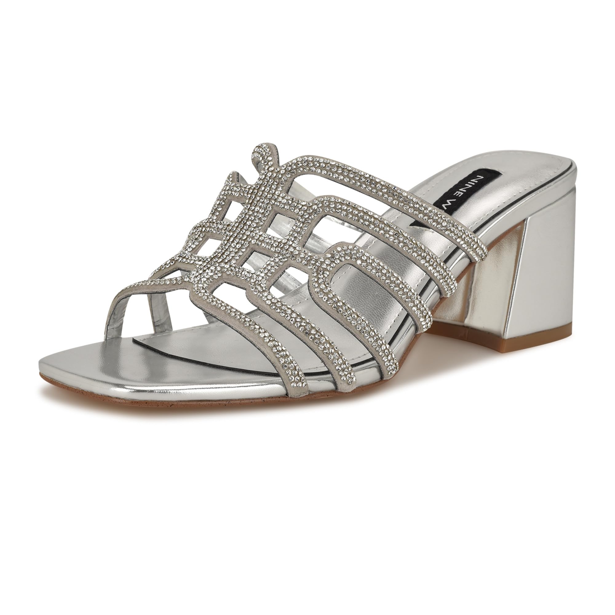 Nine West Women’s Grassa Heeled Sandal, Silver 040, 5.5
