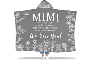 Taesun Mothers Day Mimi Gifts, Gift for Mimi from Grandkids Wearable Blanket, Great Mimi Hoodie Blanket, Thoughtful Mimi Hooded Blanket 47x72 in for Birthday, Grandparents Day