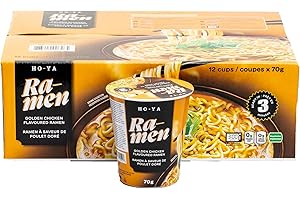 HO-YA Golden Chicken Flavoured Ramen, 12 Pack 70g Noodles, Vegetarian