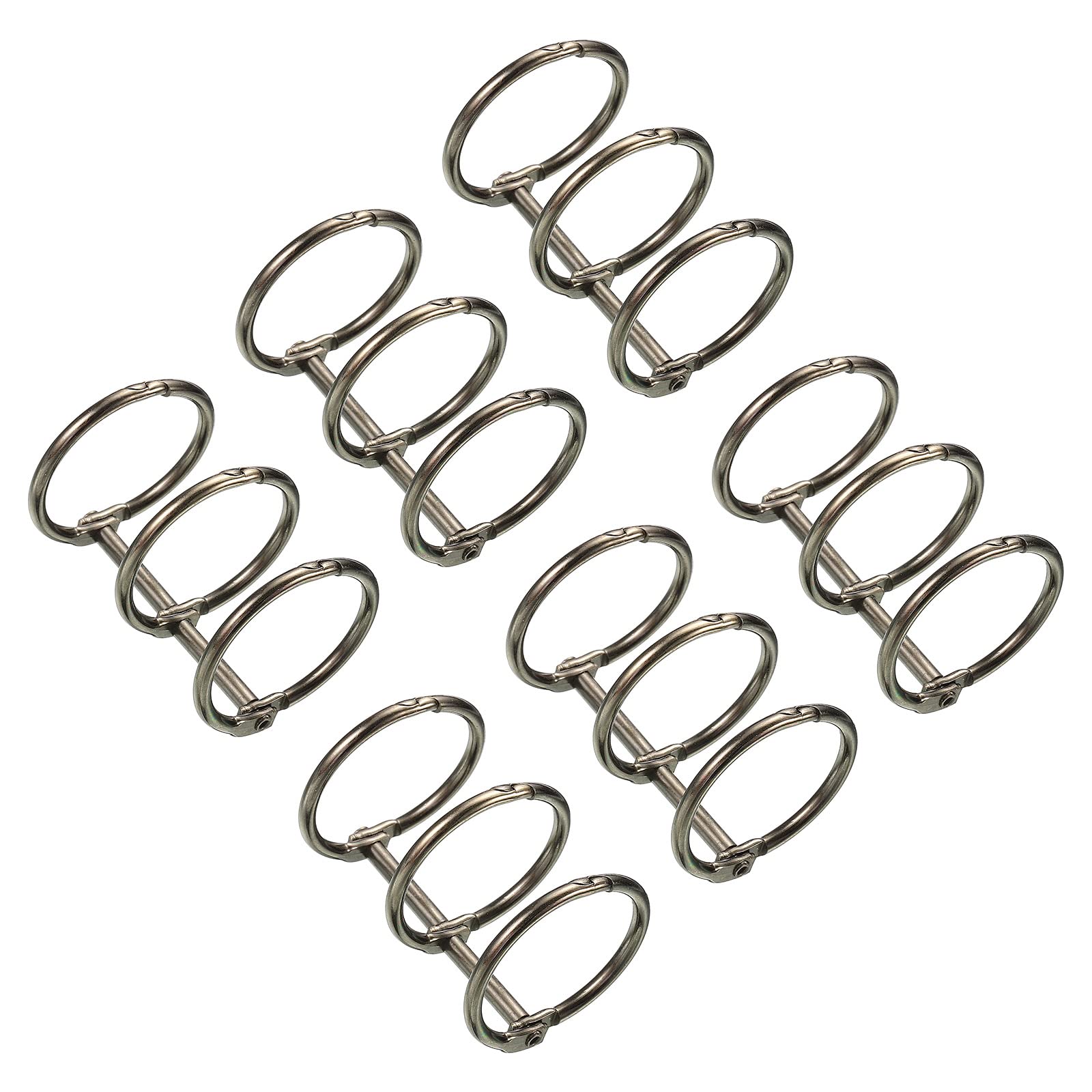 PATIKIL 1" Dia 3-Rings Book Rings, 6 Pack Metal Binder Rings Loose Leaf Ring Detachable for Office Desk Calendar Photo Album, Dark Grey