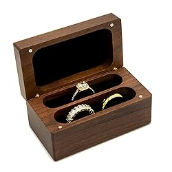MUUJEE Quad Walnut Wood Ring Box - Ring Storage for