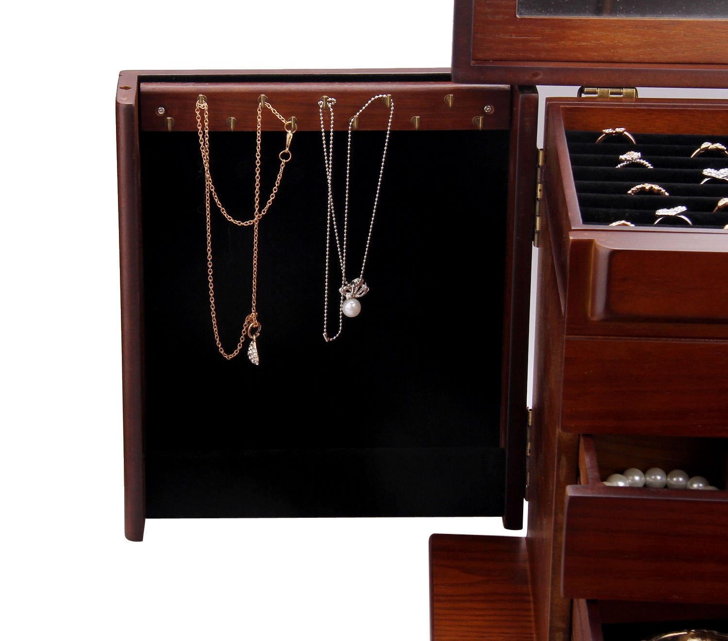 Extra Large Wooden Jewelry Box / Jewel Case Armoire Ring Necklacel Gift 689744717957 eBay