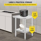 KITGARN Stainless Steel Work Table 24x24x31 Inch Commercial Kitchen Prep NSF view 6