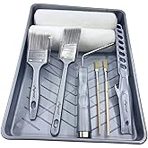 Magimate Paint Roller Brushes Set Featuring Lint-Free Roller Covers, Threaded Roller Handle, Sturdy Paint Tray and Assorted P