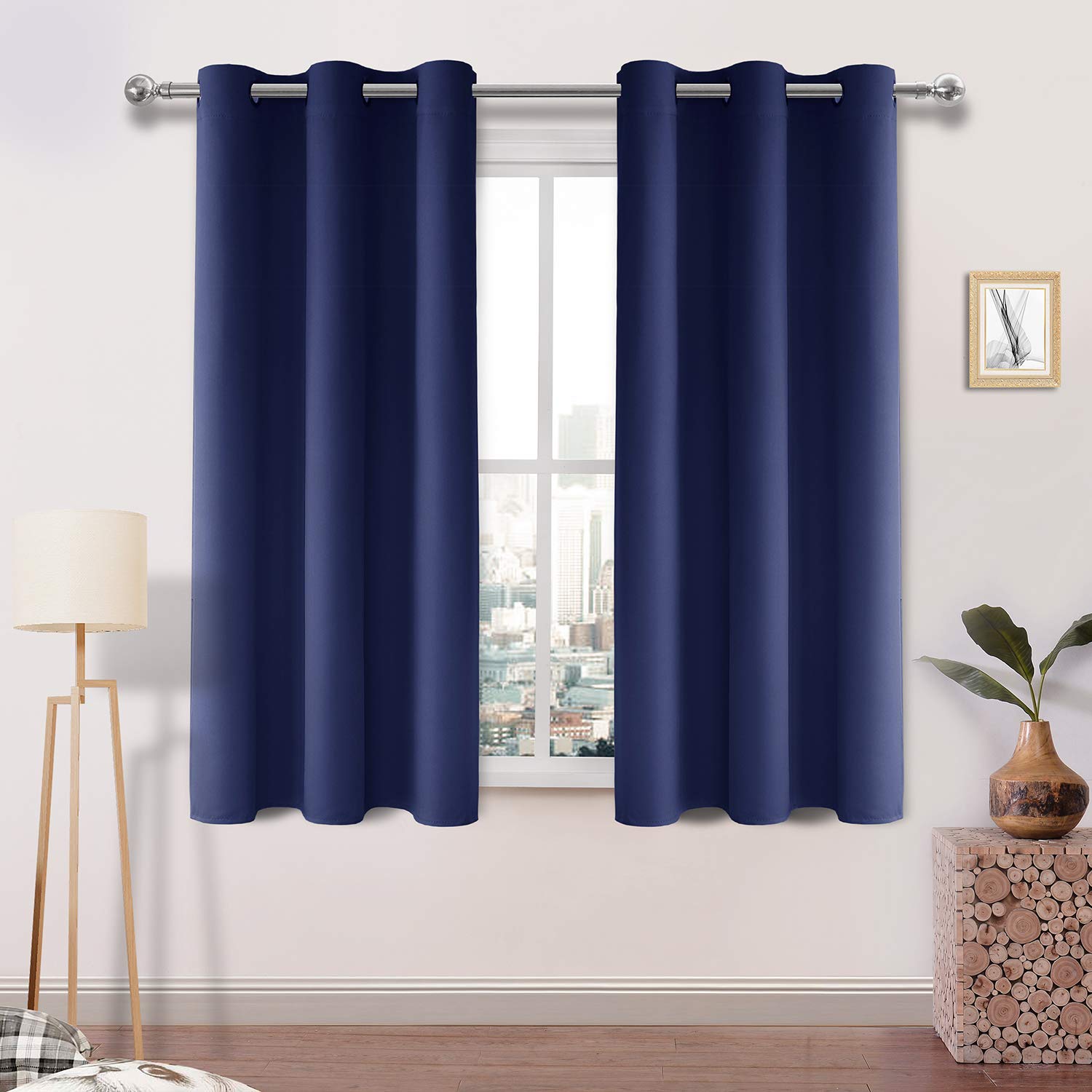 DWCN Blackout Curtains for Bedroom Living Room Curtain Eyelet Curtains & Draps 46 x 54 Inch 2 Panels Navy