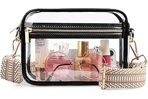 WEDDINGHELPER Clear Crossbody Bag, Clear Bag Stadium Approved Clear Purse with Adjustable Strap for Sports Concerts Festivals