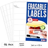 Dry Erase Labels for Food Containers 96 Pk - Reusable 1x3 in and 1.5 in
