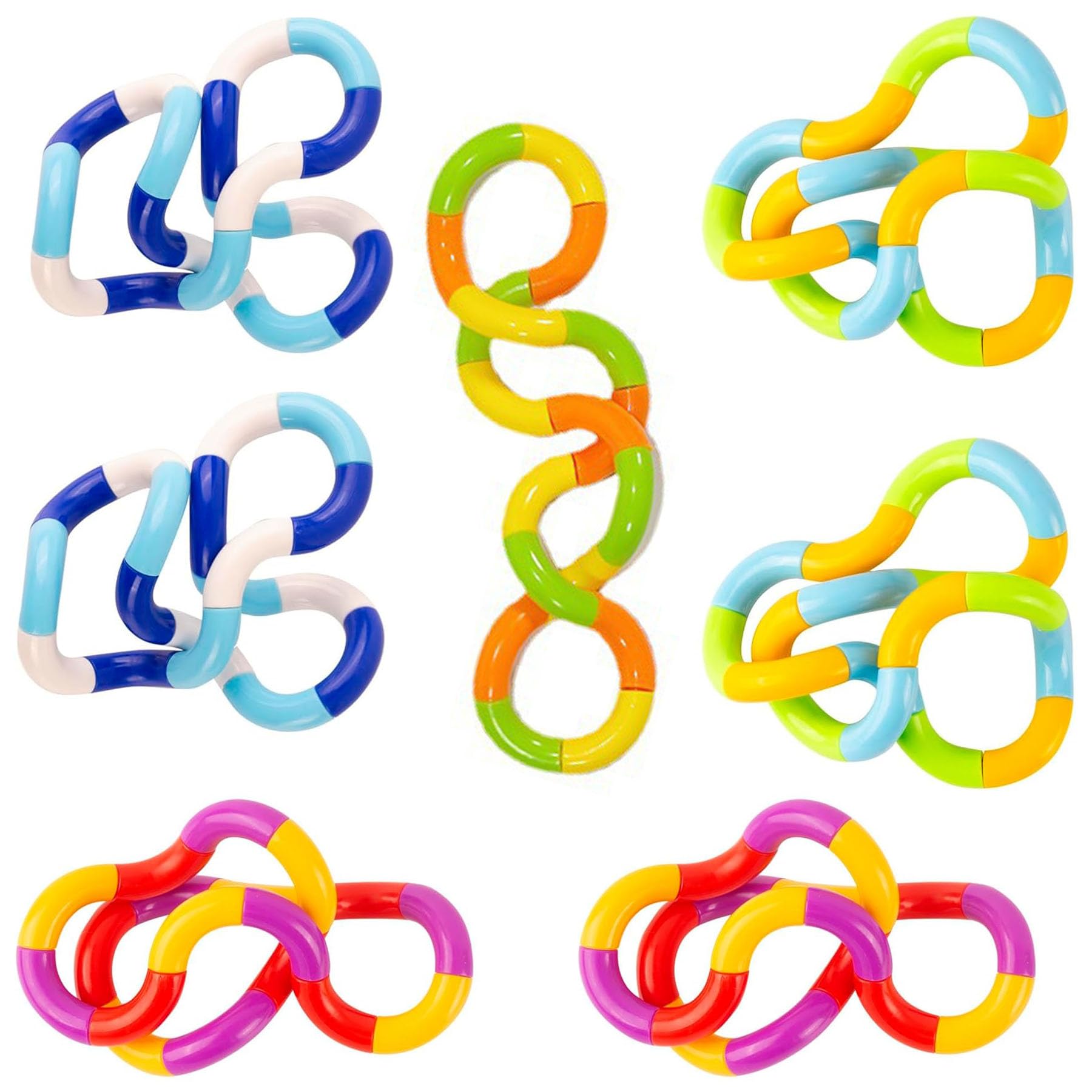 BAIYSFFG Tangle Fidget Toy 7 PCS Twisty Fidget Toy Stress Relief Stim Silent for Kids and Adults